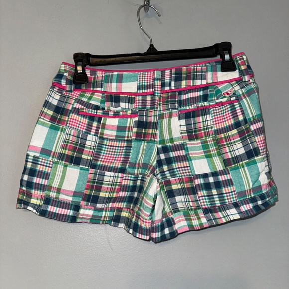 EUC Vineyard Vines Patchwork Madras Shorts Size 0 - Picture 4 of 5